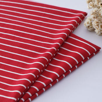 Striped linen feeling single jersey fabric yarn dyed 95% cotton fabric for t-shirt