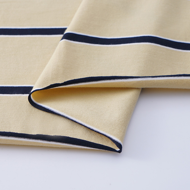 Striped linen feeling single jersey fabric yarn dyed  cotton fabric for t-shirt